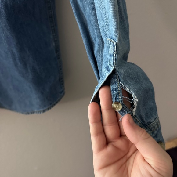 Vintage At Last Blues Blue Denim Button-Up Shirt - Picture 6 of 8